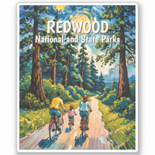 Custom Text Redwood Forest Family Cycling Colorful