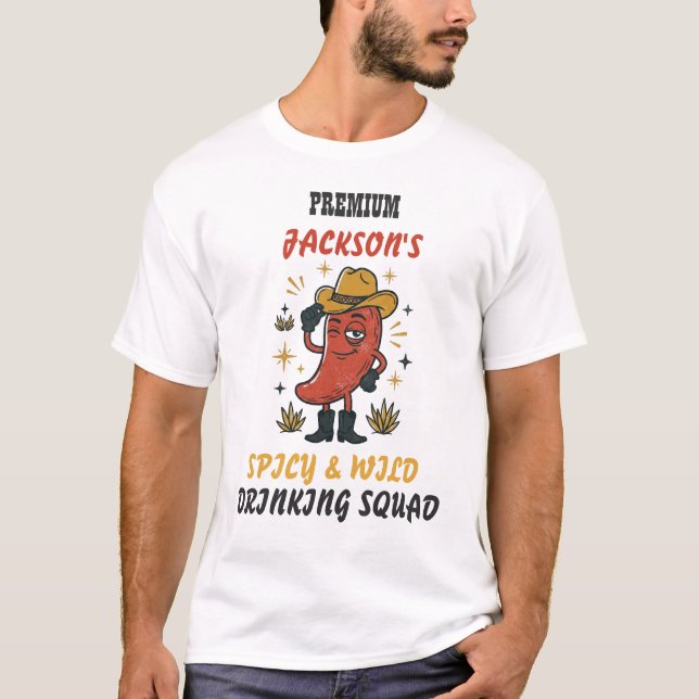 Custom Text Retro Chilli Drinking T-Shirt (Front)