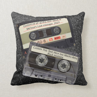 Custom Text | Retro Love Music Cassette Mixtape Cushion