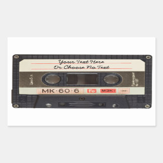 Custom Text / Retro Love Music Cassette Mixtape Rectangular Sticker