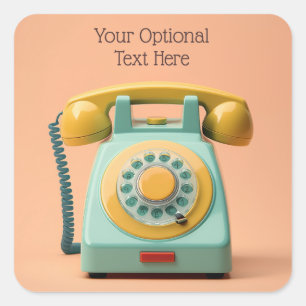 Custom Text Retro Telephone Square Sticker