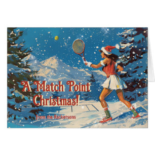🎾🎄Custom text, retro Tennis Snowy Serve