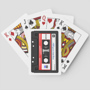 Custom text retro vintage music cassette tape, playing cards