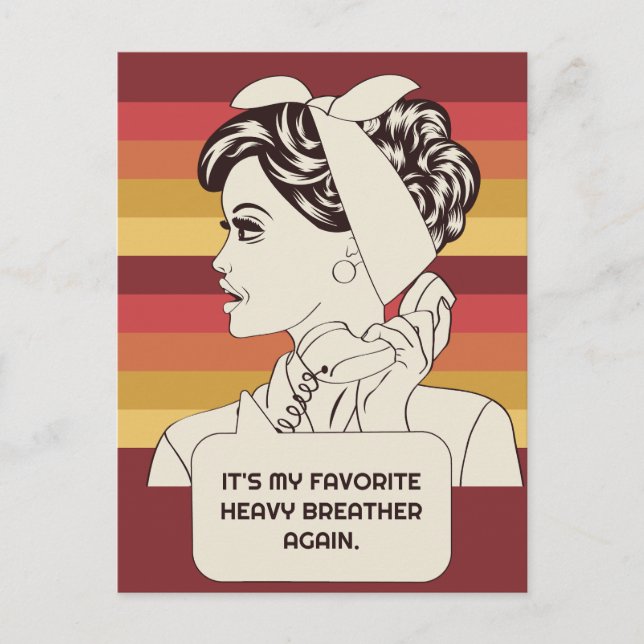 Custom Text Retro Woman Postcard (Front)