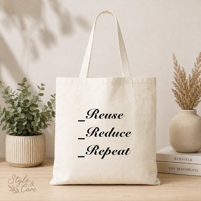 Custom Text Reuse Reduce Repeat Budget Tote Bag (Custom Text Reuse Reduce Repeat Budget Tote Bag)