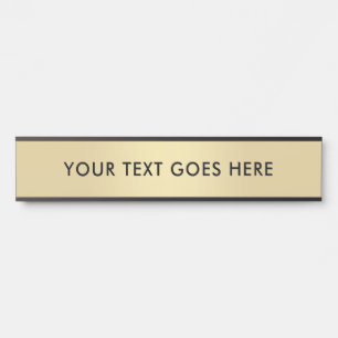 Custom Text Room Name Template Faux Gold Black Door Sign