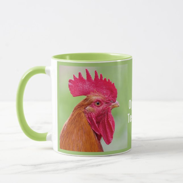 Custom Text Rooster mugs (Left)