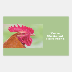 Custom Text Rooster Rectangular Sticker