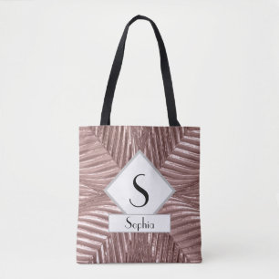 Custom Text/ Rose Gold Art Deco Metallic Elegant Tote Bag