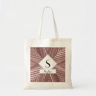 Custom Text/ Rose Gold Art Deco Metallic Elegant Tote Bag