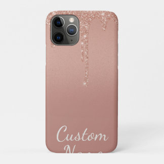 custom text rose gold blush Gliter Sparkle iPhone 11 Pro Case