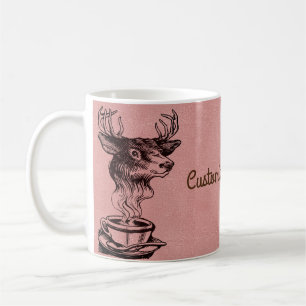 Custom Text/ Rose Gold Blush Metallic Pink Glitter Coffee Mug