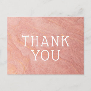 Custom Text Rose Gold Pink Sandstone Thank You Postcard