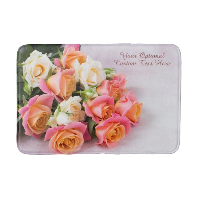 Custom Text Roses Bath Mat (Front)