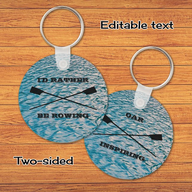 Custom text rowing oars on water key ring (Creator Uploaded)