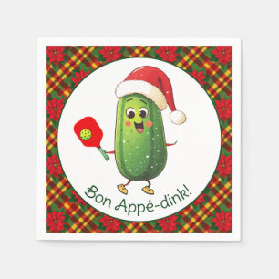 Custom text Santa's Pickleball Rally Napkin