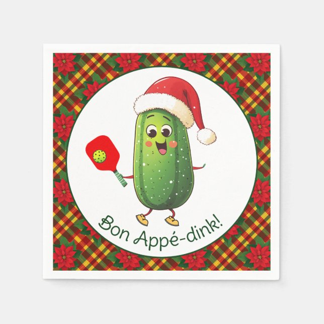 Custom text Santa's Pickleball Rally Napkin (Front)