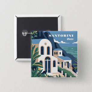 Custom Text Santorini Greece 15 Cm Square Badge