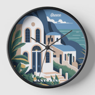 Custom Text Santorini Greece Clock