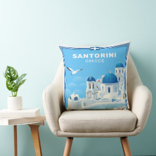 Custom Text Santorini Greece Cushion