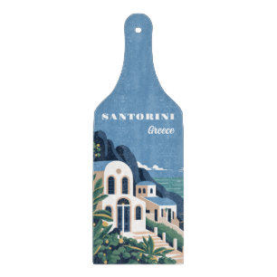 Custom Text Santorini Greece Cutting Board