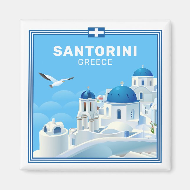 Custom Text Santorini Greece Magnet (Front)