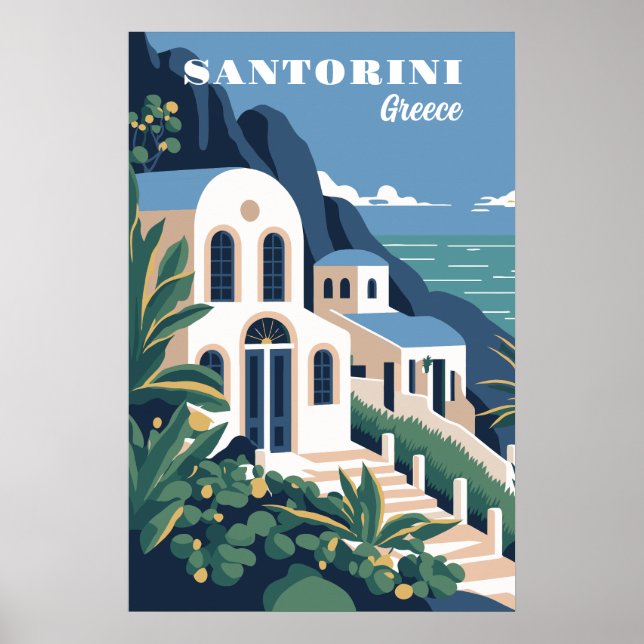 Custom Text Santorini Greece Poster (Front)