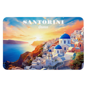 Custom Text Santorini Greece Sunset Magnet