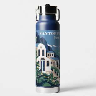 Custom Text Santorini Greece Water Bottle