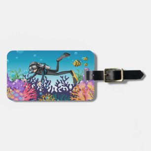 Custom text Scuba Diver luggage tags