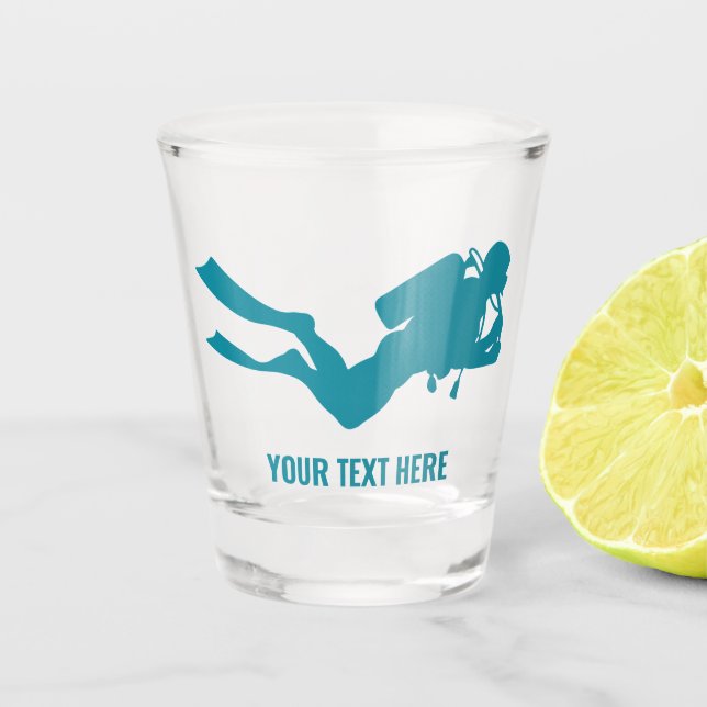 Custom Text Scuba Diving Shot Glass (Front)