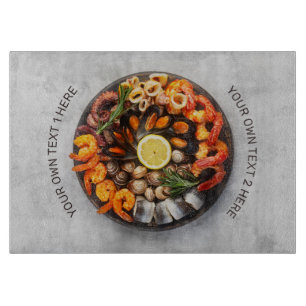 Custom text Seafood Platter Cutting Board