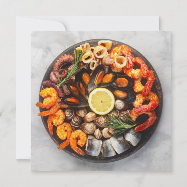 Custom Text Seafood Platter Invitation (Front)