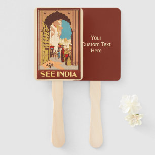 Custom text "See India" Vintage Travel fan set 2/2