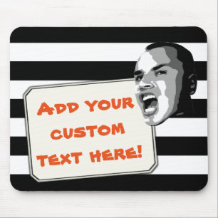 Custom Text Shout on Black Stripes Mouse Mat
