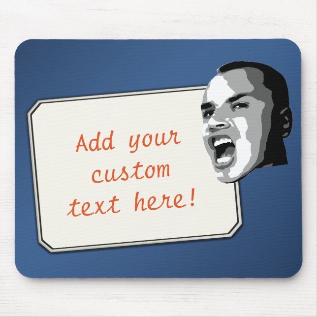 Custom Text Shout on Blue Gradient Mouse Mat (Front)