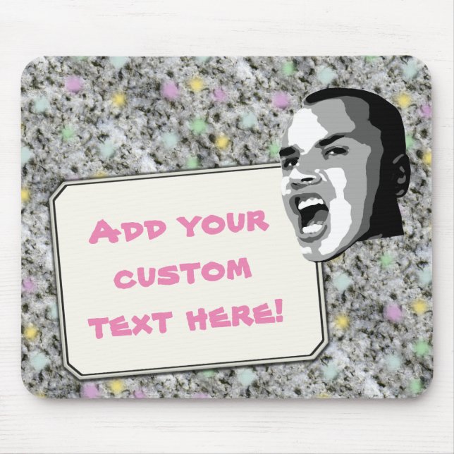 Custom Text Shout on Girly Pastel Rock Texture Mouse Mat (Front)
