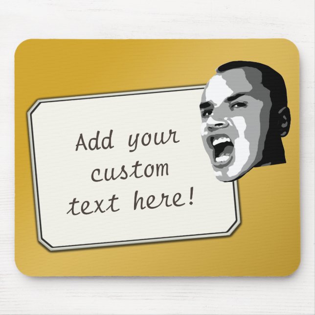 Custom Text Shout on Gradient Gold Mouse Mat (Front)