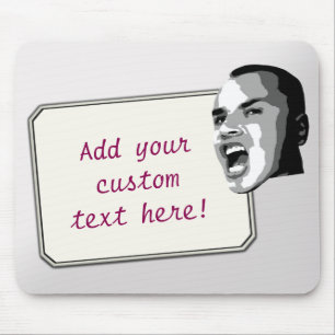 Custom Text Shout on Gradient Silver Mouse Mat