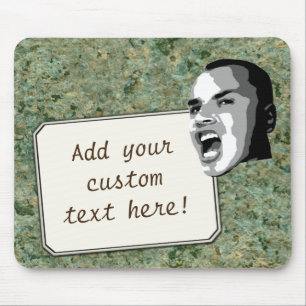 Custom Text Shout on Green Rock Texture Mouse Mat