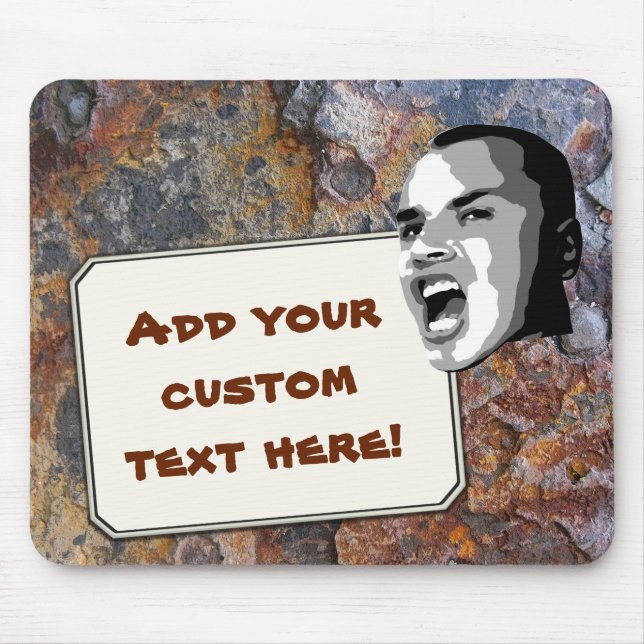 Custom Text Shout on Grungy Rock Structure Mouse Mat (Front)