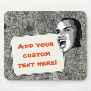 Custom Text Shout on Mossy Grey Granite Mouse Mat