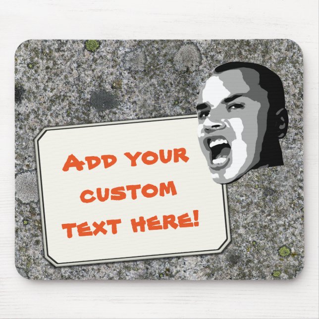 Custom Text Shout on Mossy Grey Granite Mouse Mat (Front)