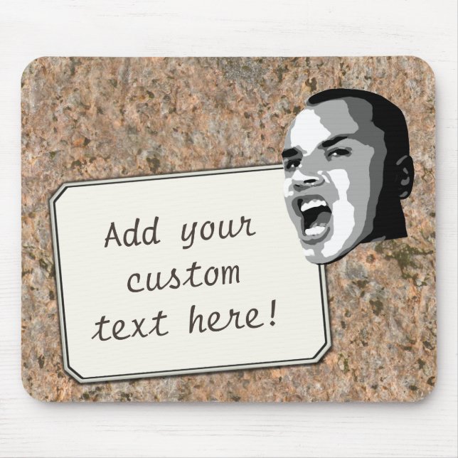 Custom Text Shout on Neutral Rock Texture Mouse Mat (Front)