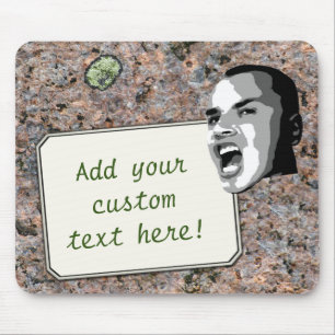 Custom Text Shout on Neutral Rock Texture Mouse Mat