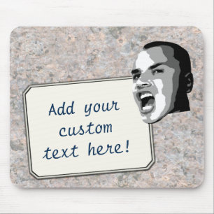 Custom Text Shout on Neutral Rock Texture Mouse Mat