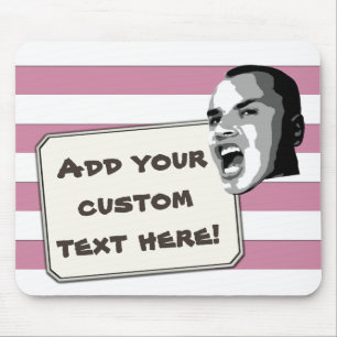 Custom Text Shout on Pastel White Stripes Mouse Mat