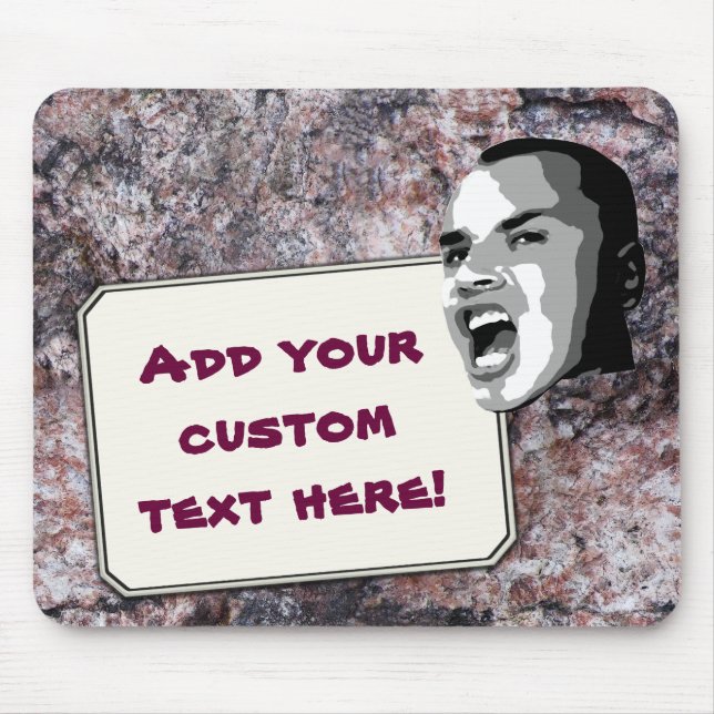 Custom Text Shout on Pink Rock Texture Mouse Mat (Front)
