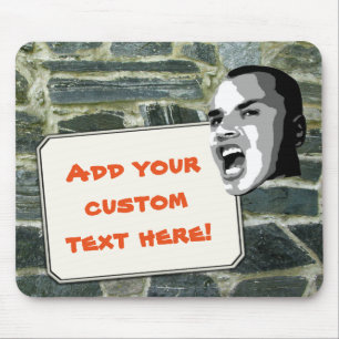 Custom Text Shout on Rustic Stone wall Structure Mouse Mat