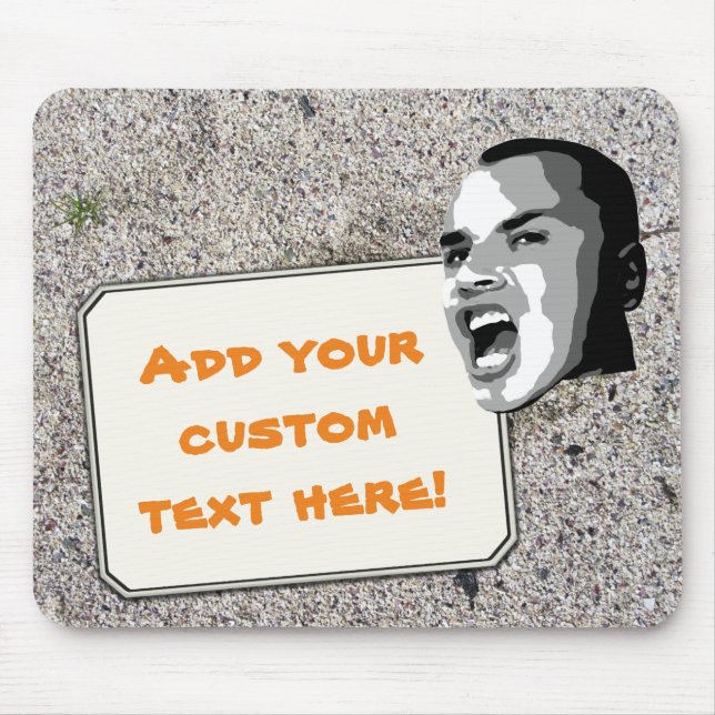 Custom Text Shout on Sand Beach Mouse Mat (Front)